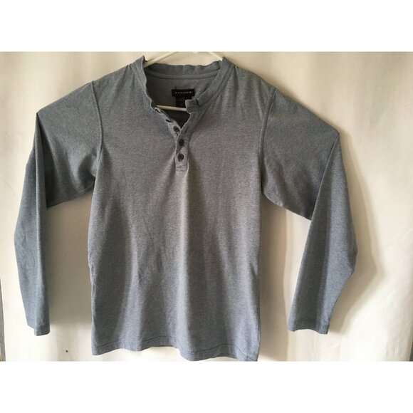 Intimo Men T Shirt Gray 1/4 Button Up Long Sleeves 100% Cotton Size S - Picture 1 of 5